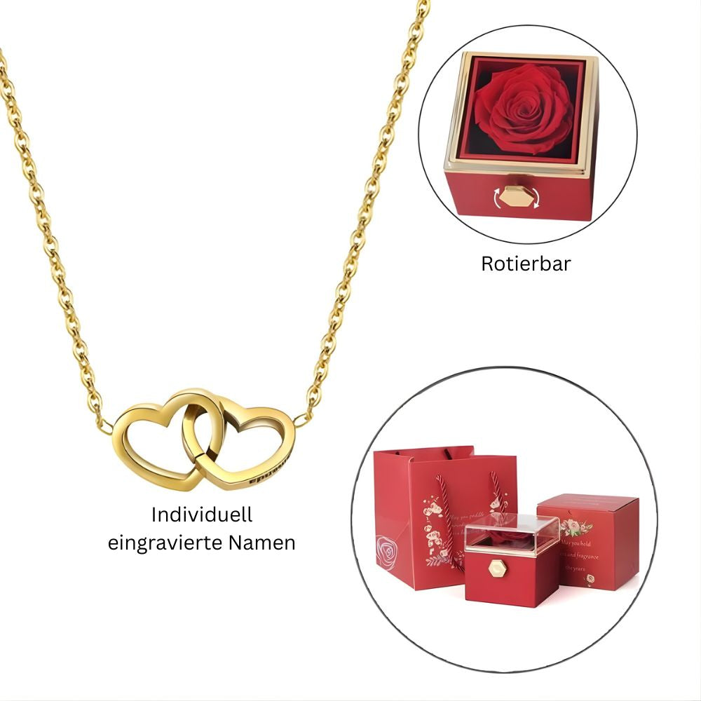 Eingravierte Namen - Herzkette